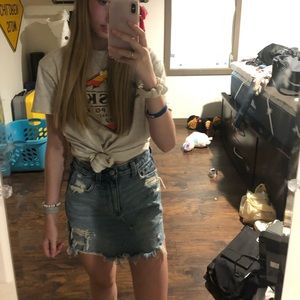 Abercrombie & Fitch distressed jean skirt